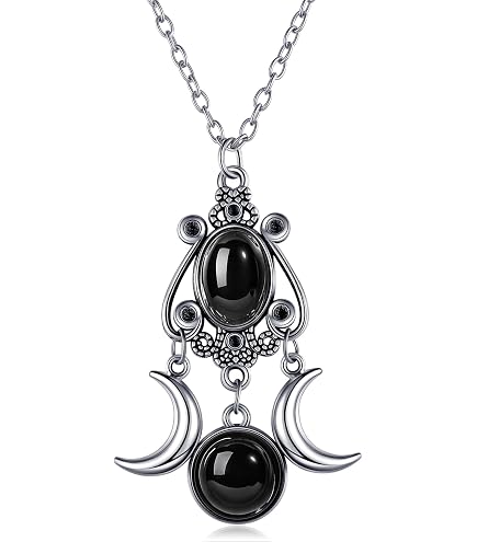 Amazon.com: GYRMMUE Moon Crystal Necklace Punk Style Moon Pendant